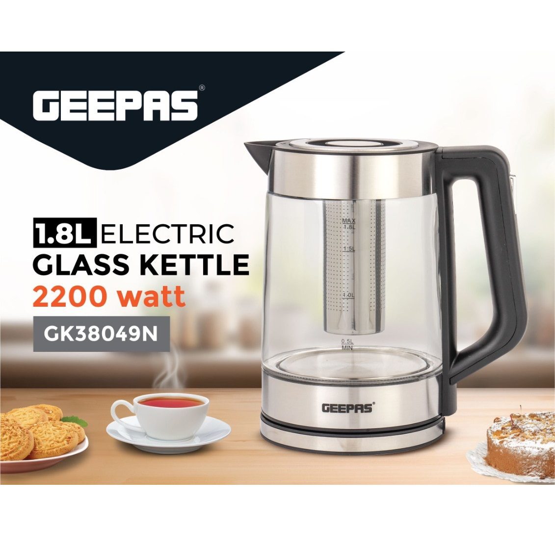 کتری برقی 1.8 لیتری جیپاس مدل Geepas GK38049N